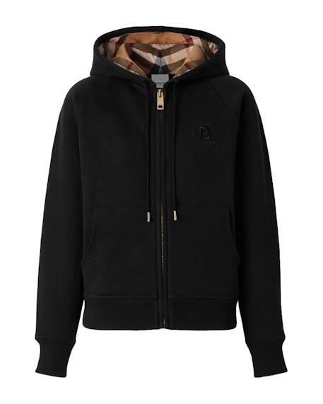 Burberry Letter Graphic Zip Hoodie Noir